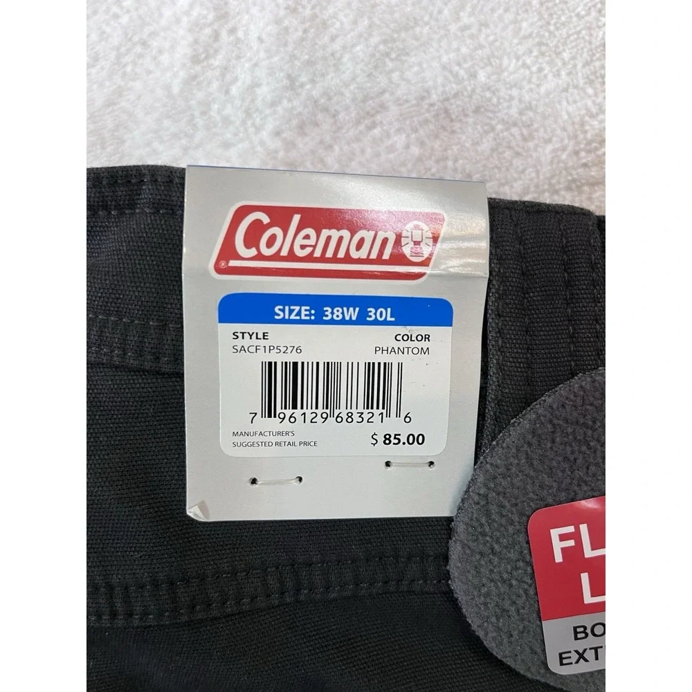 NWT Coleman Fleece Lined Stretch Tear Resistant Utility Pants Mens 38x30 Phantom